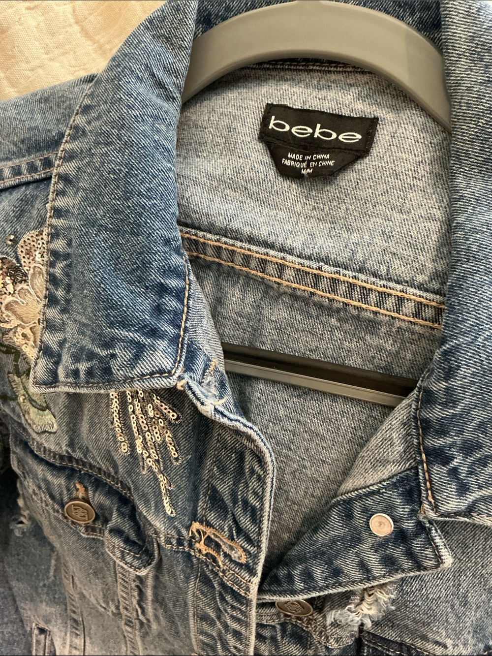 Bebe Appliqué Denim Jacket - Picture 2 of 3